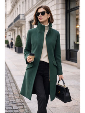 J Crew Cocoon Coat Women 2 Italian Stadium Cloth Nello Gori Wool Luxury Green